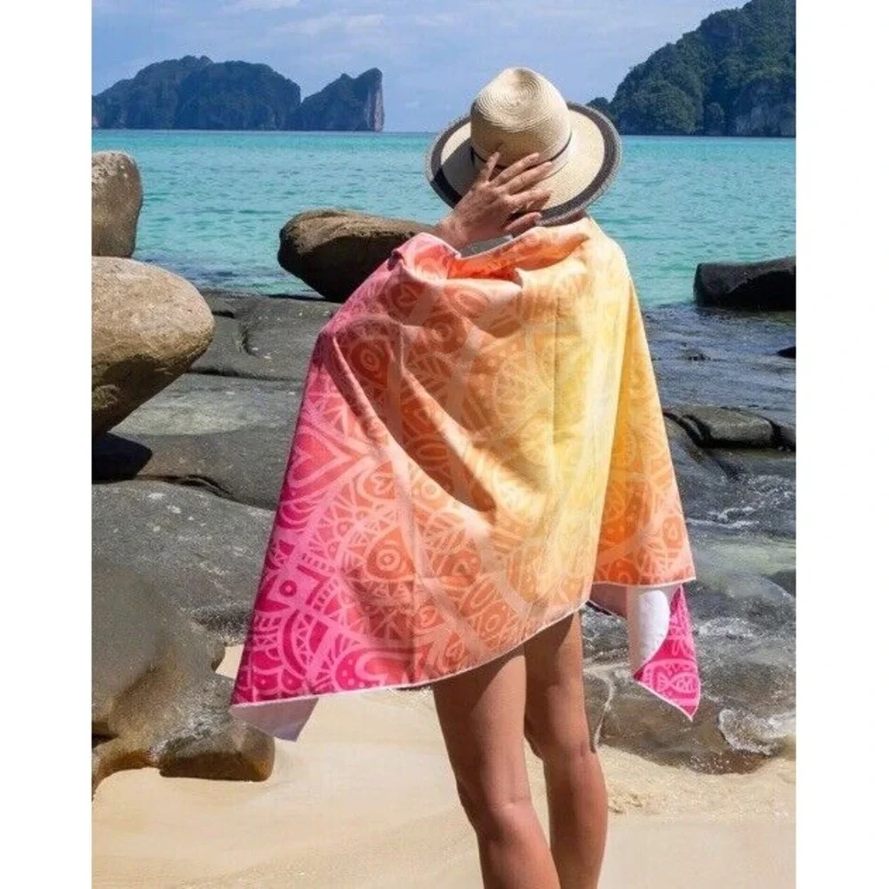 Mandala Beach Towels, 30x70 in, Oversized Beach Towel‎ w/ Travel Bag, Microfiber